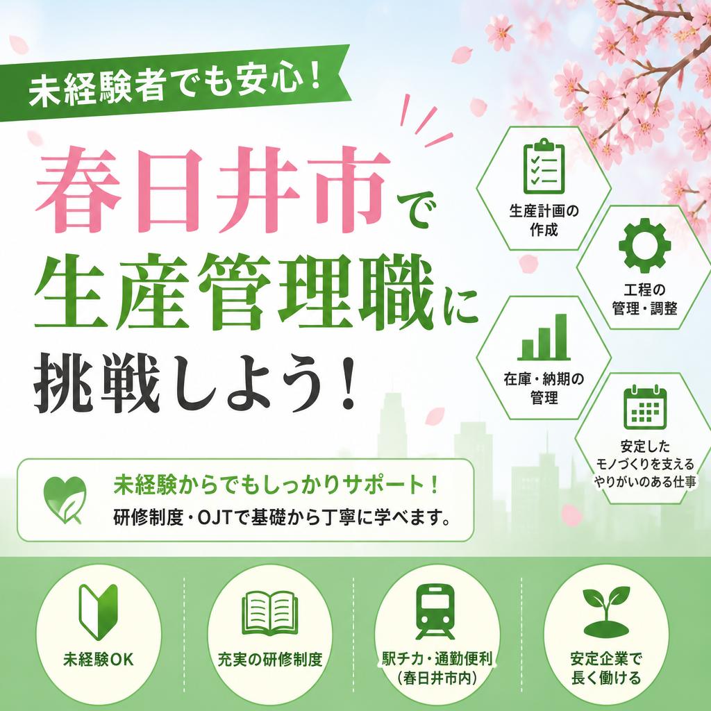 未経験者でも安心！春日井市で生産管理職に挑戦しよう！
