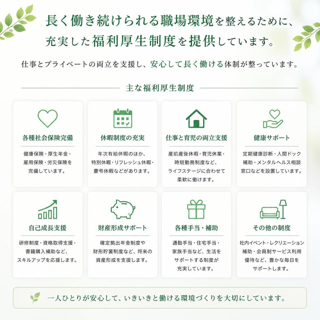 働きやすい職場環境と充実した福利厚生