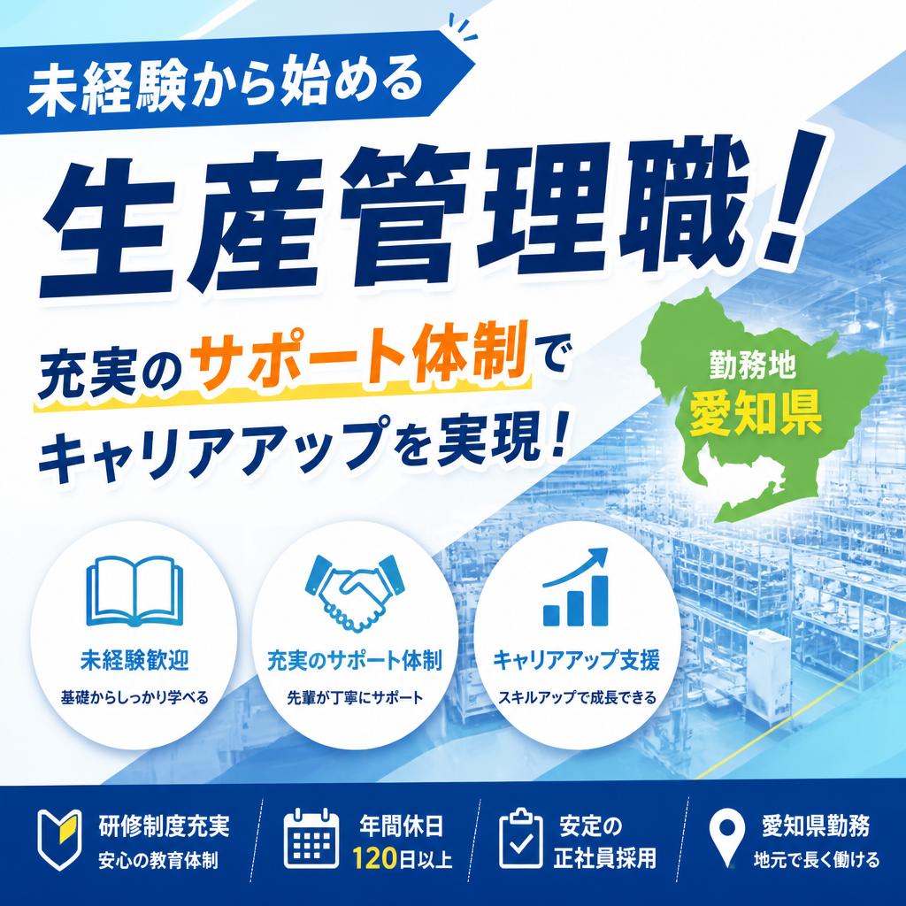 未経験から始める愛知県の生産管理職！充実のサポート体制でキャリアアップを実現！