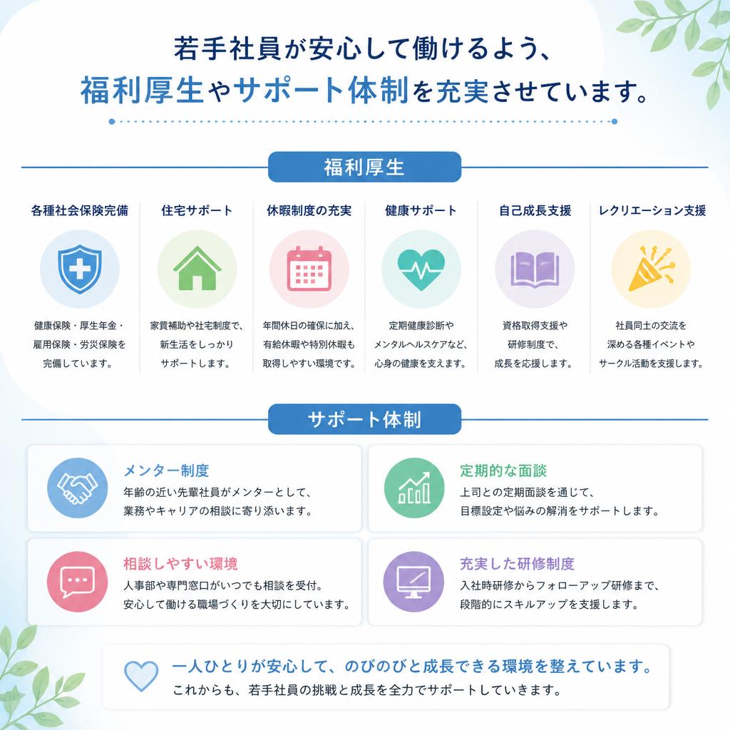 充実した福利厚生で安心して働ける!