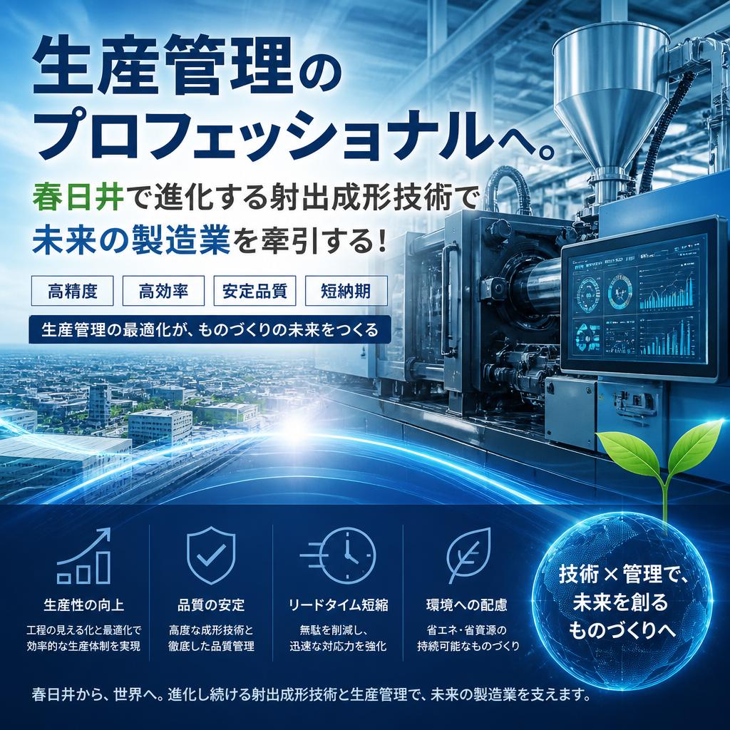 生産管理のプロフェッショナルへ。春日井で進化する射出成形技術で未来の製造業を牽引する！