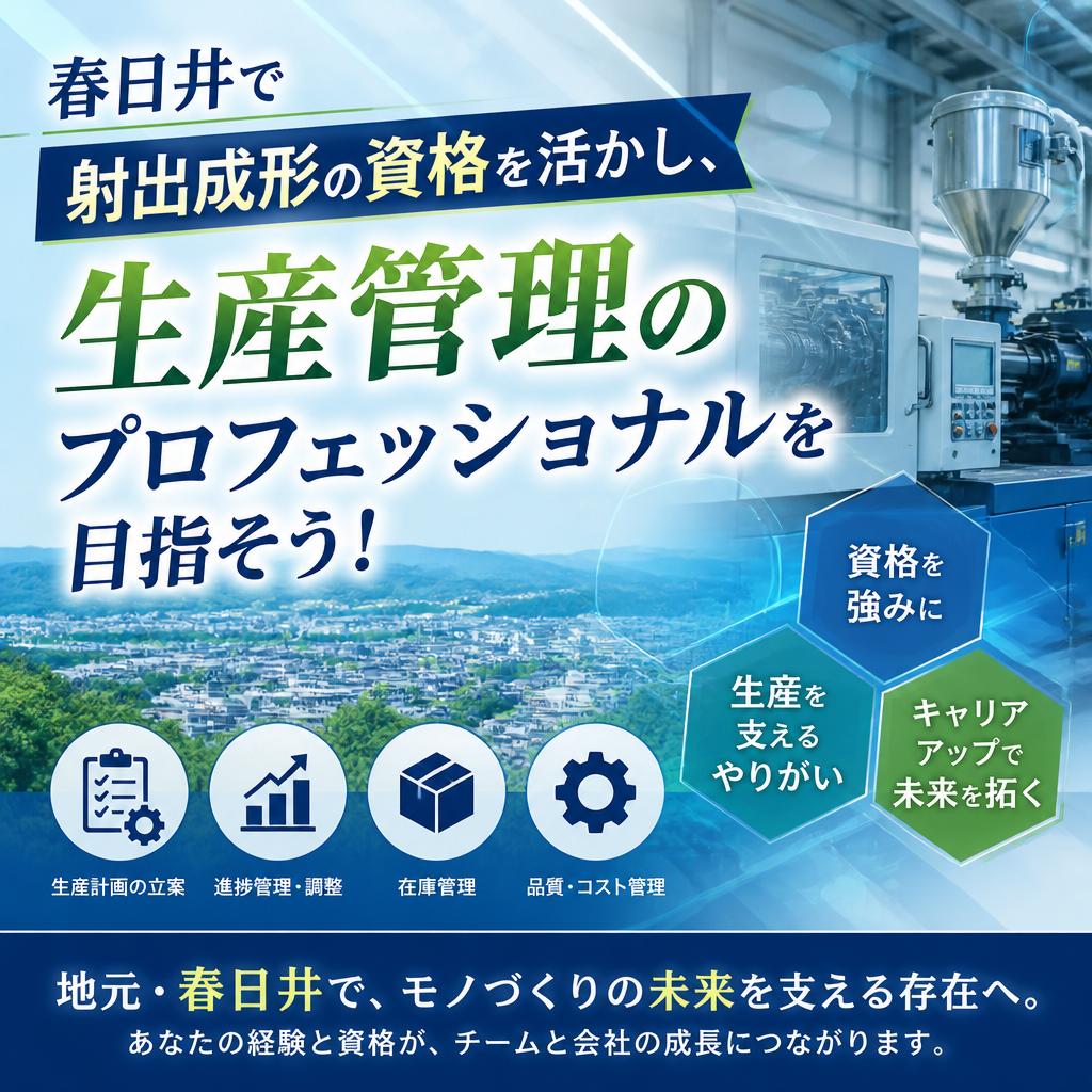 春日井で射出成形の資格を活かし、生産管理のプロフェッショナルを目指そう！